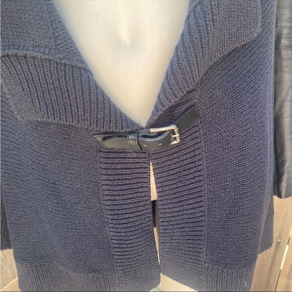 Maje chunky cotton blend cardigan with leather detailing size 2/medium - Picture 9 of 9